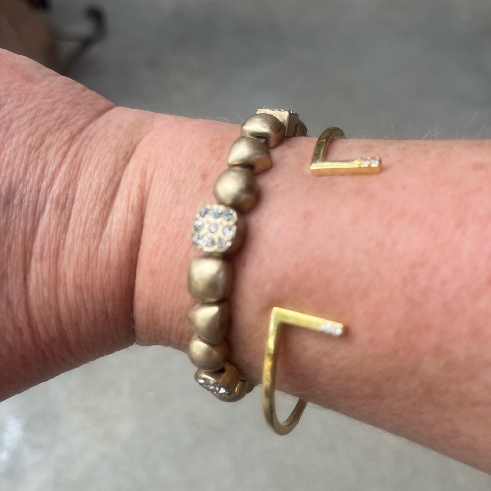 Gold Tone Bracelets with Crystal Accents
